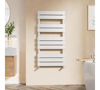 EMKE Flat Panel Heated Towel Rail - Modern Design Bathroom Radiator White 1000 x 500 mm - Versatile Floor/Wall Mounted Ladder Rad Warmer