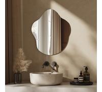 EMKE Frameless Asymmetrical Wall Mounted Vanity Mirror, 450x600mm Irregular Wall Mirror for Bathroom, Bedroom, Living Room, Entryway Wall Decor, Unique Design Mirror