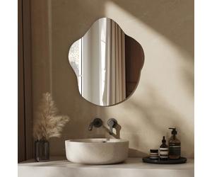 EMKE Frameless Asymmetrical Wall Mounted Vanity Mirror, 450x600mm Irregular Wall Mirror for Bathroom, Bedroom, Living Room, Entryway Wall Decor, Unique Design Mirror