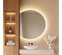 Emke Frameless Led Bathroom Mirror 73 X 90Cm, 3 Colour Temperatures, Dimmable, Anti-Fog, Touch Control