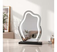 Emke Hollywood Makeup Mirror With 3 Colour Led Light 300X400mm 360 Rotation Irregular Hollywood Mirror Black Frame