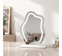 Emke Hollywood Makeup Mirror With 3 Colour Led Light 300X400mm 360 Rotation Irregular Hollywood Mirror White Frame