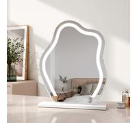 Emke Hollywood Makeup Mirror With 3 Colour Led Light 450X550mm 360 Rotation Irregular Hollywood Mirror White Frame