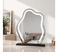 Emke Hollywood Makeup Mirror With 3 Colour Led Light 450X550mm 360 Rotation Irregular Hollywood Mirror Black Frame