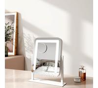 EMKE Hollywood Makeup Mirror with Lights, 30 x 36 cm Small Lighted Vanity Mirror with 360°Rotation 3 Color Lighting Modes, 7X Magnifying Hollywood Mirror with Dimmable Strip Light, White