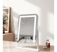 EMKE Hollywood Makeup Mirror with Lights, 35 x 46 cm Small Lighted Vanity Mirror with 360°Rotation 3 Color Lighting Modes, 7X Magnifying Hollywood Mirror with Dimmable Strip Light, White