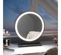 EMKE Hollywood Mirror with Led Lights - ф400mm Circle Hollywood Vanity Mirror Dressing Table with Touch, Dimmable and 3 Colors, Hollywood Makeup Mirror for Dressing Room & Bedroom, Black