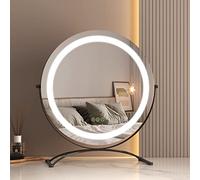 EMKE Hollywood Mirror with LED Lights, Hollywood Vanity Mirror with Smart Control Touch Tabletop Makeup Mirror with 360°Rotation, Memory Function and 3 Color Lighting Modes(Black, Φ500mm)
