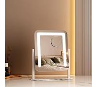 EMKE Hollywood Vanity Mirror - Small Hollywood Makeup Mirror with Dimmable Lights, 360° Rotation and Adjustable Brightness, 305x360mm, White