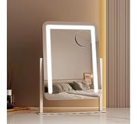 EMKE Hollywood Vanity Mirror - Small Hollywood Makeup Mirror with Lights, Hollywood Mirror Removable 7X Magnifying Mirror with Dimmable, 360°Rotation and Adjust Brightness, 354x460mm, White