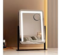 EMKE Hollywood Vanity Mirror - Small Makeup Mirror with Lights, Removable 7X Magnifying Mirror, 360 Rotation and Dimmable Brightness, 354x460mm, Black