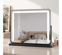 EMKE Hollywood Vanity Mirror with Lights, Large Tabletop Makeup Mirror with Dimmable, Smart Touch Screen, Hollywood Mirror with 360° Rotation and Memory Function, 600 x 500mm, Black
