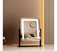 EMKE Hollywood Vanity Mirror With Lights - Small Makeup Mirror, Removable 7X Magnifying, Dimmable, 360° Rotation, Adjustable Brightness, 305x360mm, Black