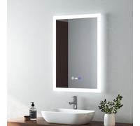 EMKE Illuminated Backlit Bathroom Mirror with Motion Sensor - 500 x 700 mm Wall Mounted Vanity Mirror with Lights, Demister, Energy-Saving, Adjusting Brightness, Light up Bathroom Smart Mirror