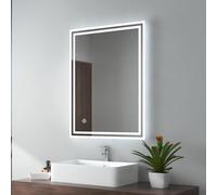 Emke Illuminated Bathroom Mirror Wall-Mounted, 800X600mm With Led Light, Touch Switch, Demister, 3 Color, Dimmable