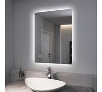 Emke Illuminated Bathroom Mirrors With Shaver Socket, Led Mirrors With Extra Fuse, Dimmable & Demister, 600X800mm
