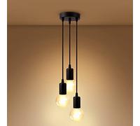 EMKE Industrial Pendant Light, Black Retro Ceiling Light 3-Light E27 Holder Vintage Light DIY Hanging Lights with Adjustable Wires for Living Room Coffee Shop Hotel Hallway Bar (Bulb not Included)