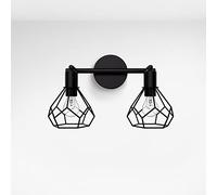 EMKE Industrial Wall Light, Black Diamond Lampshade Retro Wall Sconces, Indoor E14 Vintage Lighting for Living Room, Bedroom, Kitchen and Hallway (Without Bulb)