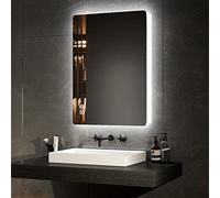 EMKE LED Backlit Bathroom Mirror with Bluetooth, 500x700mm Wall Mounted Multifunction LED Bathroom Vanity Mirror with Shaver Socket | LED Lights | Demister Pad