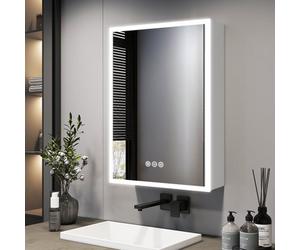 Emke Led Bathroom Cabinet With Mirror 400X600mm Single Door With Shaver Socket, Anti-Fog, Dimmable, 3 Colors