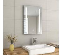 EMKE LED Bathroom Mirror 500x700mm with Shaver Socket, Illuminated Anti-Fog Mirror, Dimmable Touch Sensor Light, Wall Mounted Bathroom Mirror Horizontal or Vertical