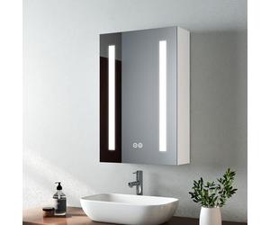 EMKE Led Bathroom Mirror Cabinet, Bathroom Wall Mirror Cabinet with Led Lights with Shaver Socket, Illuminated Mirror Cabinet with Anti Fog, Dimmable & 3 Colors, Memory Function 40L x 60H x 14.5D cm