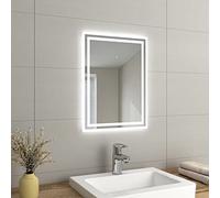 EMKE LED Small Bathroom Mirror 450x600mm, Wall Mounted Bathroom/Bedroom Vanity Mirror with LED Lights | Demister Pad, Easy Control Smart Mirror