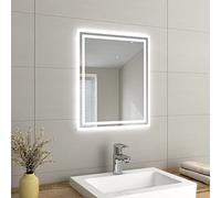 EMKE LED Small Bathroom Mirror 50x60cm, Wall Mounted Bathroom/Bedroom Vanity Mirror with LED Lights | Demister Pad, Easy Control Smart Mirror