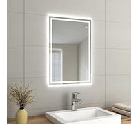 EMKE LED Small Bathroom Mirror 50x70cm, Wall Mounted Bathroom/Bedroom Vanity Mirror with LED Lights | Demister Pad, Easy Control Smart Mirror