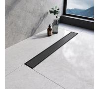 EMKE Linear Shower Drain 600mm, 304 Stainless Steel Long Invisible Shower Floor Drain with Odor Stop and Hair Strainer, 2 in 1 Tile Insert Double-Sided Shower Drain for Kitchen, Bathroom - Matte Black