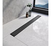 EMKE Linear Shower Drain 700mm, 304 Stainless Steel Long Invisible Shower Floor Drain with Odor Stop and Hair Strainer, 2 in 1 Tile Insert Double-Sided Shower Drain for Kitchen, Bathroom - Matte Black