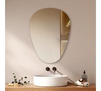 EMKE Modern Asymmetrical Frameless Wall Mounted Mirror, 70L x 50W cm, Irregular Decorative Wall Mirror for Bathroom, Living Room and Dressing Room