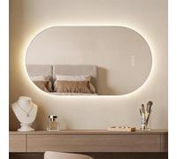 EMKE Oval LED Bathroom Mirror with Lights 50 x 90 cm, Anti-Fog, Dimmable | Oval LED Bathroom Mirror with Anti-Fog, Dimmable 3 Light Colours, Touch Control, Memory Function & 3h Auto-Off
