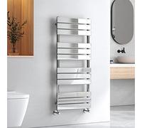 EMKE Radiator Towel Rail 1200 x 500 mm, Heated Towel Rail Modern Designer Towel Radiator Bathroom Heater Towel Warmer Flat Panel Chrome