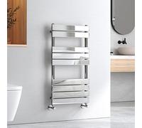 EMKE Radiator Towel Rail 950 x 500 mm, Heated Towel Rail Modern Flat Panel, Designer Towel Radiator Bathroom Heater Towel Warmers - Chrome