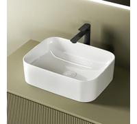 EMKE Rectangular Countertop Washbasin 50.5×38×15 cm Guest Toilet Ceramic Countertop Basin for Washbasin, Bathroom Sink, White