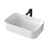 EMKE Rectangular Support Washbasin 61 × 38 × 15 cm, Toilet Basin, Ceramic Sink for Bathrooms, Matte White