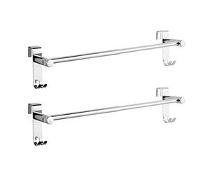 EMKE Retractable Towel Rail, Bathroom Over the Door Hanging Towel Rack with Hooks, Stainless Steel Sink Towel Holder with Adjustable Length, Radiator Towel Rail (2 Packs, Chrome)