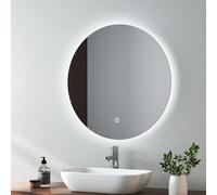 EMKE Round Bathroom LED Mirror - Dimmable Bathroom Mirror with LED Light, 600 mm Vanity Mirror with Touch Control, Memory Function, Automatic Power-Off, Smart Light Up Mirror