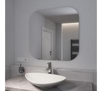 EMKE Square Bathroom Mirror, Wall-Mounted Mirrors for Vanity, Frameless Wall Mirrors Decorative Hanging Mirrors for Bathroom, Living Room, Entryways Hallway, 70x70mm