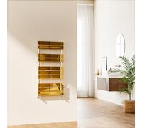 EMKE Towel Radiator Bathroom 1000 x 500 mm Heated Towel Rail Flat Panel Towel Rail Radiator Versatile Wall/Floor Mounted Bathroom Radiators Gold