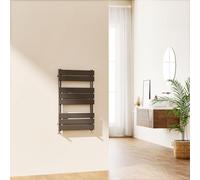 EMKE Towel Rail Radiator Anthracite Grey - Modern Flat Panel Bathroom Ladder Radiator Wall Mounted Bathroom Towel Radiator for Living Room and Kitchen 800 x 500 mm