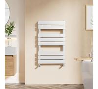 EMKE White Flat Panel Heated Towel Rail Radiator 800 x 500 mm - Wall Mounted Central Heating Bathroom Towel Warmer
