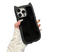 Emlivi Case for iPhone 14 Plus, Cute Cat Mobile Phone Case, Transparent 3D Cartoon Cat Ears Design Protective Case Soft Silicone TPU Bumper Cover Cute Kitty Case for iPhone 14 Plus, Black