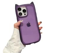 Emlivi Case for iPhone 14 Pro Max, Cute Cat Mobile Phone Case, Transparent 3D Cartoon Cat Ears Design Protective Case, Soft Silicone TPU Bumper Cover, Kitty Case for iPhone 14 Pro Max, Clear Purple