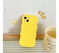 Emlivi Compatible with iPhone 12 Pro Max, Curly Wave Frame Protective Case - Solid Color - Aesthetic Case - Soft Silicone TPU - Shockproof - For Men and Girls - Yellow