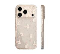 Emlivi Mobile Phone Case for iPhone 16, Transparent Bowknot Phone Case Cute Glitter Crystal Clear Bow Design Case Slim Soft TPU Transparent Protective Case for iPhone 16, Rabbit