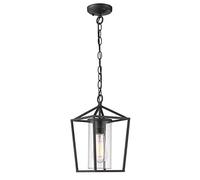 Emliviar Modern Outdoor Pendant Light, 1-Light Outdoor Hanging Lantern Light in Balck Finish with Clear Glass, 20065H BK