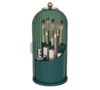 Emljkvp - Makeup Brush Holder with Dustproof Cover, 360° Rotating Makeup Brush Organizer for Bathroom Vanity, All Green