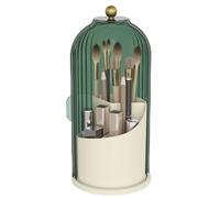 Emljkvp Makeup Brush Holder with Dustproof Cover 360 Rotating Makeup Brush Organizer for Vanity Bathroom, Green
